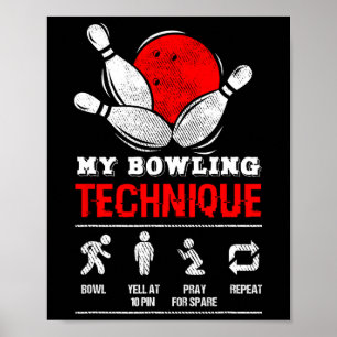 Bowling Technique Bowl League Lid Mannen Zwart M Poster