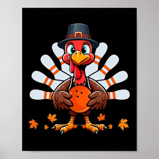 Bowling Thanksgiving Kostuum Turkije Matching Play Poster (Voorkant)
