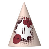 Bowling Thema 11e Verjaardag Rood Feesthoedjes (Voorkant)