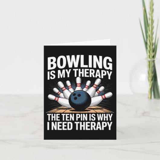 Bowling Therapy Humor Ten Pin Frustration Design Kaart (Voorkant)