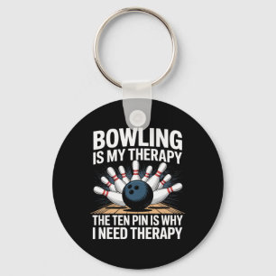 Bowling Therapy Humor Ten Pin Frustration Design Sleutelhanger