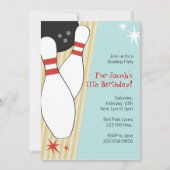 Bowling Thmed Birthday Party Invitations Kaart (Voorkant)