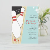 Bowling Thmed Birthday Party Invitations Kaart (Staand voorkant)
