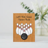 Bowling Thmet Birthday Party Invitation Briefkaart (Staand voorkant)