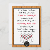 Bowling Thmet Birthday Party Kaart (Achterkant)