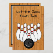 Bowling Thmet Birthday Party Kaart (Voorkant / Achterkant)