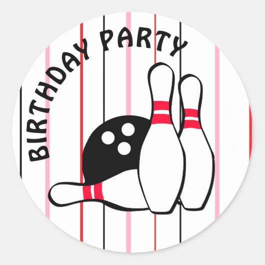 Bowling Thmet Birthday Party Ronde Sticker (Voorkant)