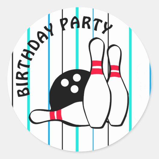 Bowling Thmet Birthday Party Ronde Sticker (Voorkant)