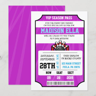 BOWLING TICKET Bar/Bat Mitzwa Uitnodiging