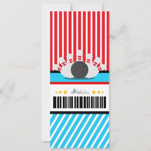 Bowling Ticket Pass Baby shower Uitnodiging (Achterkant)