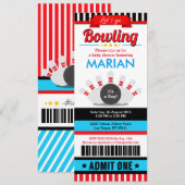 Bowling Ticket Pass Baby shower Uitnodiging (Voorkant / Achterkant)