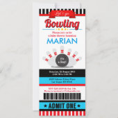 Bowling Ticket Pass Baby shower Uitnodiging (Voorkant)