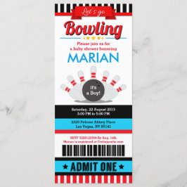 Bowling Ticket Pass Baby shower Uitnodiging