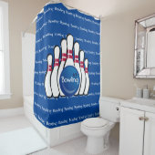 Bowling Tiled Text Design Showgordijn Douchegordijn (In situ)