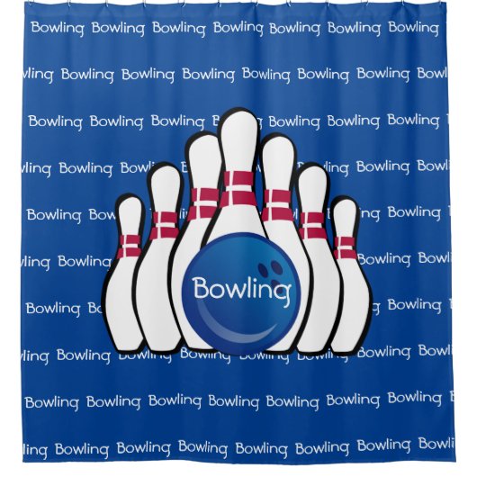 Bowling Tiled Text Design Showgordijn Douchegordijn (Voorkant)