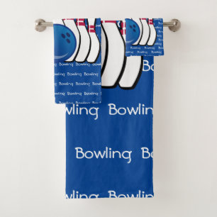 Bowling Tiled Text Design Towel Set Bad Handdoek