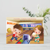 Bowling Tots Birthday Party Invitation Kaart (Staand voorkant)