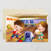 Bowling Tots Birthday Party Invitation Kaart (Voorkant / Achterkant)