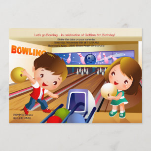 Bowling Tots Birthday Party Invitation Kaart