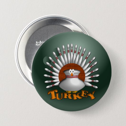 Bowling Turkey Ronde Button 7,6 Cm (Voorkant /achterkant)