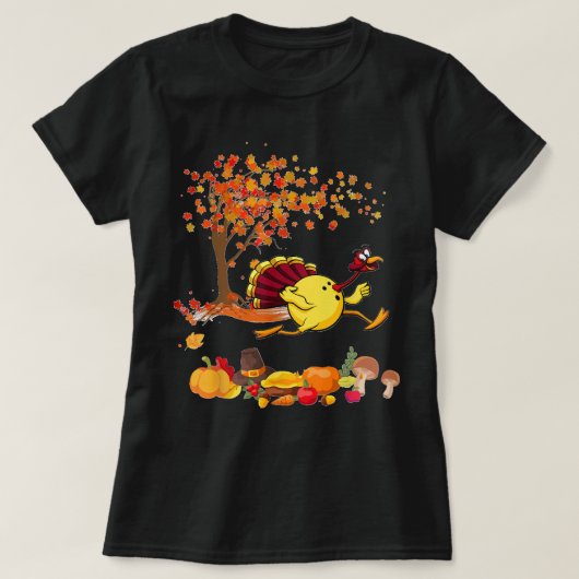 Bowling Turkey Thanksgiving Herfst Tree Bowling Pl T-shirt (Design voorkant)