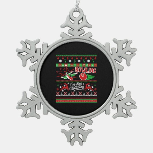 Bowling Ugly Kerstmis Tin Sneeuwvlok Ornament (Voorkant)