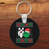 Bowling Ugly kerstSweater Sport Bowls Sleutelhanger (Voorkant)