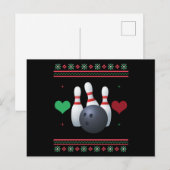 Bowling Ugly kerstSweater Xmas Briefkaart (Voorkant / Achterkant)