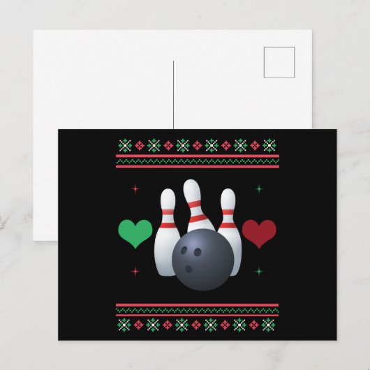 Bowling Ugly kerstSweater Xmas Briefkaart (Voorkant / Achterkant)