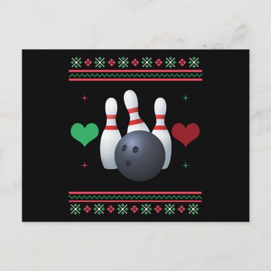 Bowling Ugly kerstSweater Xmas Briefkaart (Voorkant)