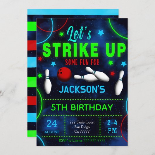 Bowling Uitnodiging (Voorkant / Achterkant)