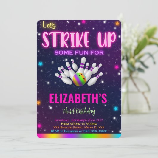 Bowling Uitnodiging (Staand voorkant)