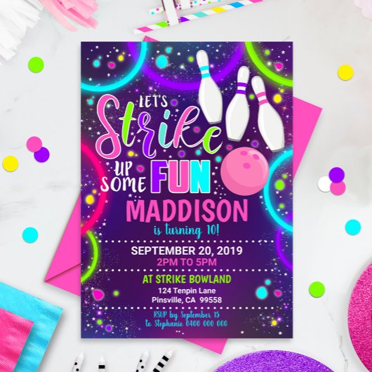 Bowling Uitnodiging Bowling Verjaardagstaking