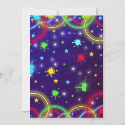 Bowling Uitnodiging Glow Neon Bowling verjaardag (Achterkant)