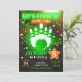 Bowling Uitnodiging Glow Neon Jongen Bowling Verja (Staand voorkant)