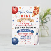 Bowling uitnodiging pizza (Staand voorkant)