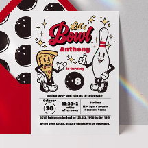 Bowling  uitnodiging - Rood