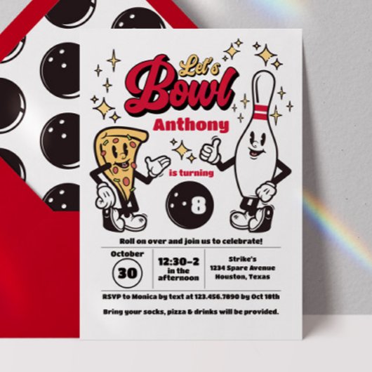 Bowling uitnodiging - Rood