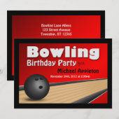 Bowling - uitnodiging van Rode verjaardag (Voorkant / Achterkant)