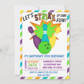 Bowling Uitnodiging voor een Jongen Verjaardagsfee (Voorkant)