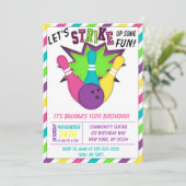 Bowling Uitnodiging voor een Meisjes Verjaardagsfe (Staand voorkant)