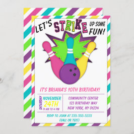 Bowling Uitnodiging voor een Meisjes Verjaardagsfe