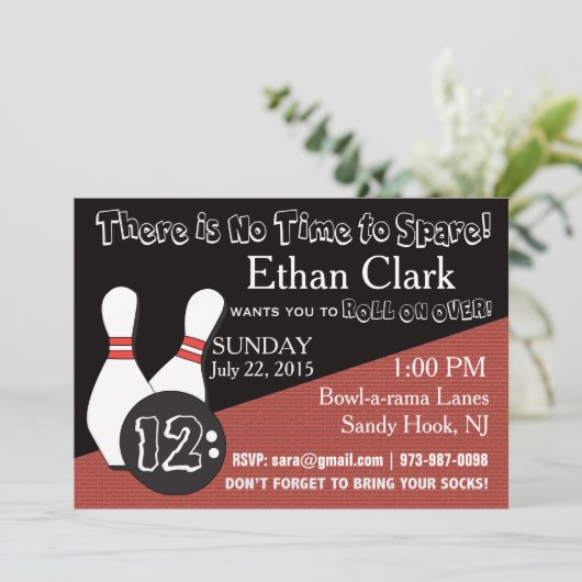 Bowling uitnodiging voor iedereen! (Staand voorkant)
