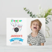 Bowling-uitnodigingen met foto kaart (Staand voorkant)