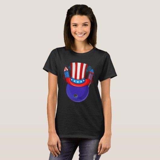 Bowling Uncle Sam American Flag Fireworks 4th of J T-shirt (Voorkant volledig)