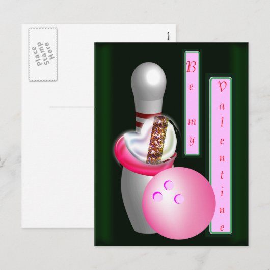 Bowling Valentijn Feestdagenkaart (Voorkant / Achterkant)