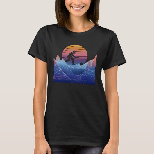 Bowling Vaporwave Sunset Bowling Pin Bowler Bowlin T-shirt (Voorkant)