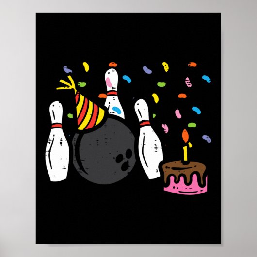 Bowling verjaardag Bday feest bowler mannen vrouwe Poster (Voorkant)