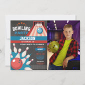 Bowling Verjaardag Blauw Strike Fun Bowl Jongens F Kaart (Voorkant)