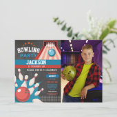 Bowling Verjaardag Blauw Strike Fun Bowl Jongens F Kaart (Staand voorkant)